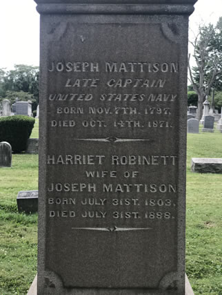 Close up of Joseph Mattison gravestone